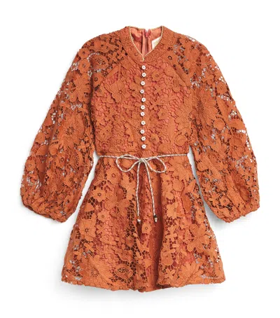 Marlo Kids' Embroidered Esme Mini Dress In Brown
