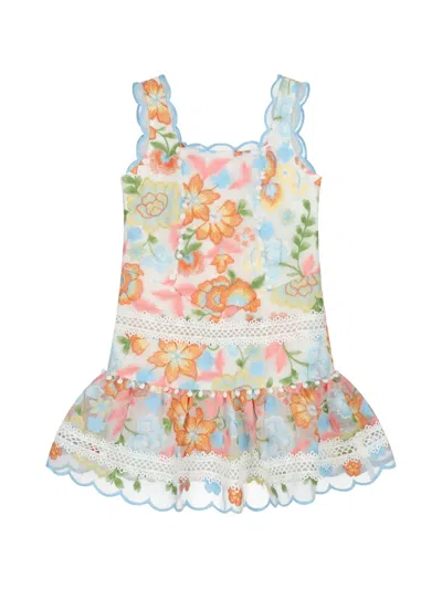 Marlo Babies' Floral Embroidered Dress In Blue
