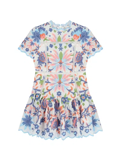 Marlo Kids' Floral-embroidered Dress In Multi
