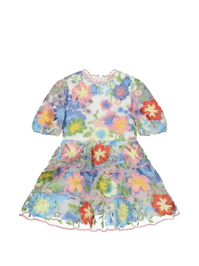 Marlo Kids' Floral-embroidered Dress In Multi