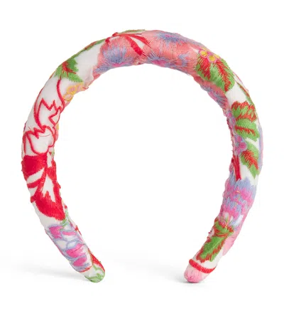 Marlo Kids' Floral-embroidered Headband In Red