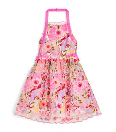Marlo Kids' Floral-embroidered Mini Dress In Pink