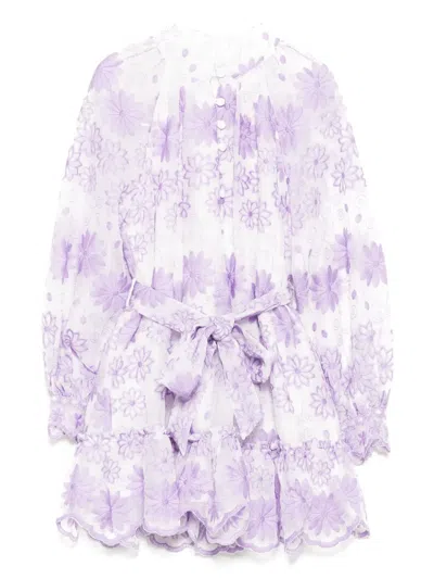 Marlo Kids' Floral Embroidery Dress In Purple