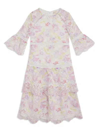 Marlo Kids' Floral-lace Midi Dress In Pink
