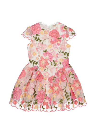 Marlo Kids' Floral Scalloped Dress In Pink