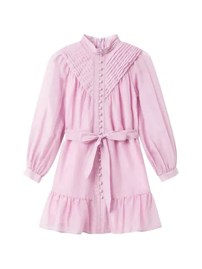 Marlo Kids' Gabrielle Pintuck-pleat Ruffled Dress In Pink