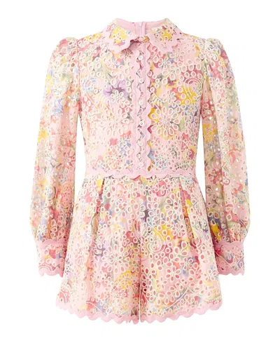 Marlo Kids Alanna Embroidered Romper In Multi