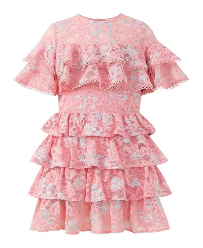 Marlo Girls' Allyson Frill Mini Dress - Little Kid, Big Kid In Pink