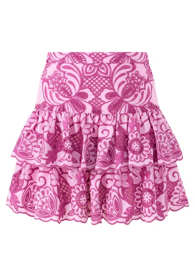 Marlo Kids' Girls' Alora Embroidered Frill Mini Skirt In Magenta Rose In Pink