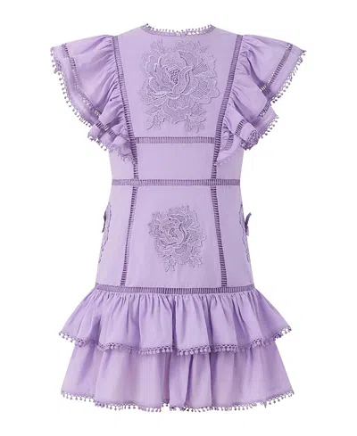 Marlo Girls' Carolyn Frill Cotton Mini Dress - Little Kid, Big Kid In Purple