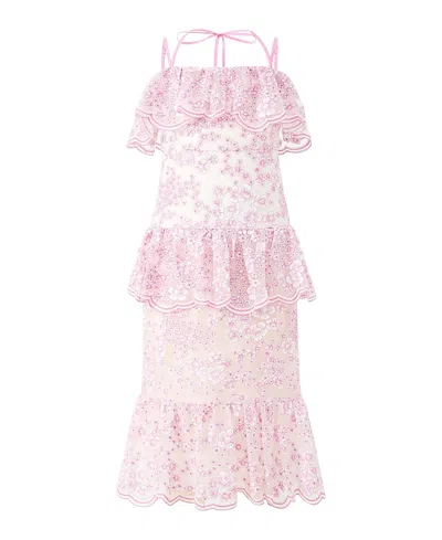 Marlo Girls' Elize Embroidered Midi Dress - Little Kid, Big Kid In Pink