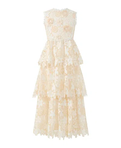 Marlo Girls' Haley Embroidered Frill Maxi Dress - Little Kid, Big Kid In Neutral