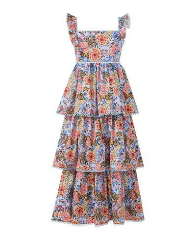 Marlo Girls' Iliana Cotton Frill Maxi Dress - Little Kid, Big Kid In Multi