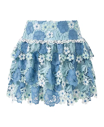 Marlo Girls' Jade Frill Embroidered Mini Skirt - Little Kid, Big Kid In Blue