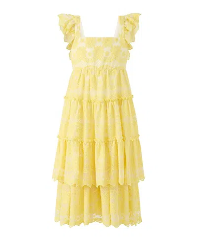 Marlo Kids Kaia Lace Embroidered Maxi Dress In Yellow
