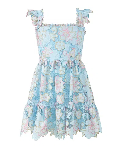 Marlo Girls' Lilia Embroidered Mini Dress - Little Kid, Big Kid In Blue