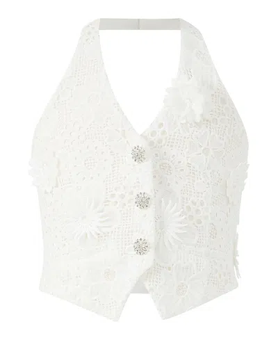 Marlo Kids Lucinda Embroidered Vest In White