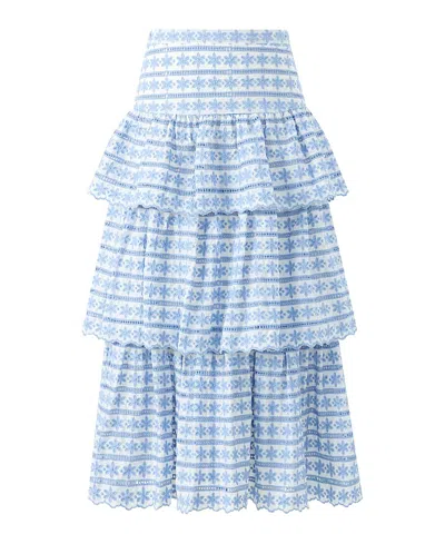 Marlo Girls' Odessa Frill Embroidered Maxi Skirt - Little Kid, Big Kid In Blue