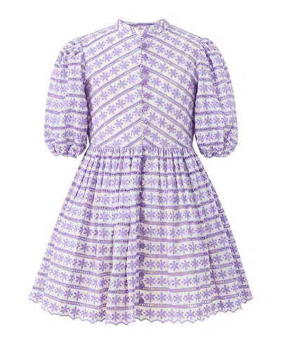 Marlo Girls' Odessa Puff Sleeve Mini Dress - Little Kid, Big Kid In Purple