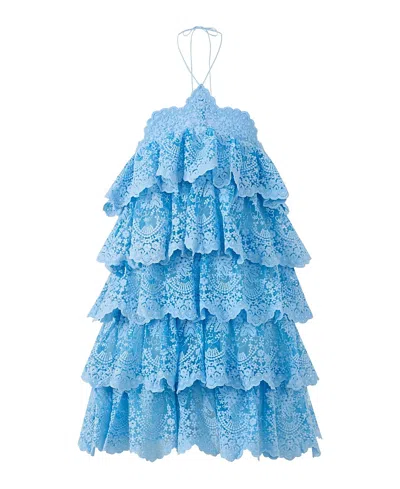 Marlo Girls' Paloma Lace Frill Mini Dress - Little Kid, Big Kid In Blue