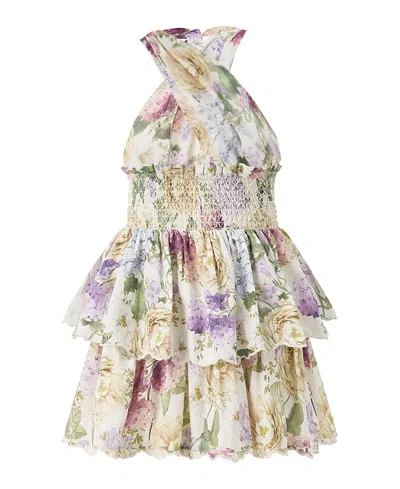 Marlo Girls' Seraphina Halter Neck Frill Mini Dress - Little Kid, Big Kid In Pink