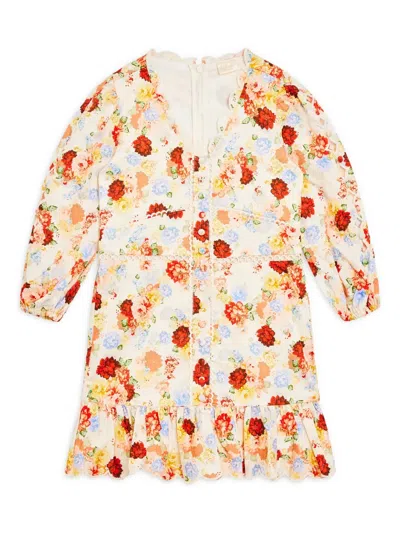 Marlo Kids' Floral Holiday Dress In Neutrals