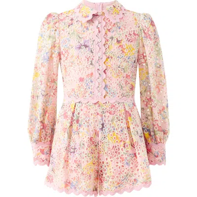 Marlo Kids Alanna Embroidered Romper In Multi