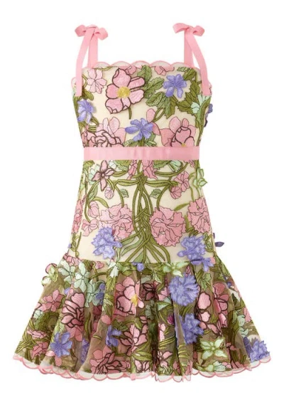 Marlo Kids Bonnie Embroidered Mini Dress In Multi