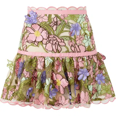 Marlo Kids Bonnie Embroidered Mini Skirt In Pink