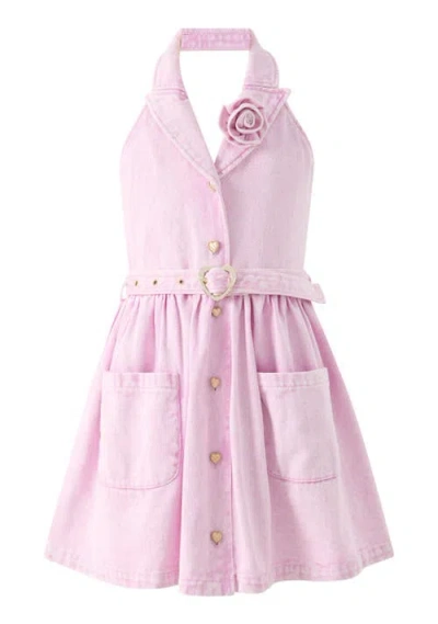 Marlo Kids Catalina Denim Mini Dress In Pink