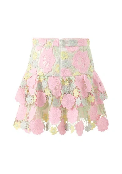 Marlo Kids Estella Frill Embroidered Mini Skirt In Multi