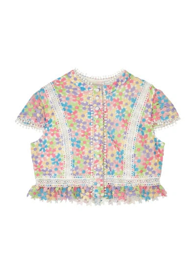 Marlo Kids Giselle Floral Crochet-lace Top (5-14 Years) In Multi Multi