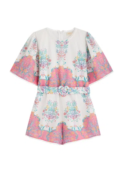 Marlo Kids Gracie Floral-print Cotton Playsuit In Multicoloured