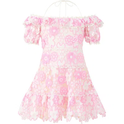 Marlo Kids Haley Embroidered Mini Dress In Pink