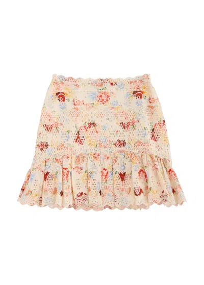 Marlo Kids Holiday Floral-print Broderie Anglaise Cotton Skirt In White