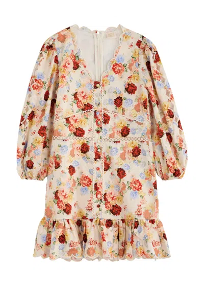 Marlo Kids Holiday Floral-print Cotton Dress In White