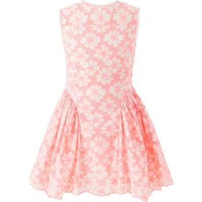 Marlo Kids Holly Cotton Embroidered Mini Dress In Pink