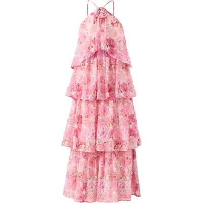 Marlo Kids Julietta Frill Maxi Dress In Pink