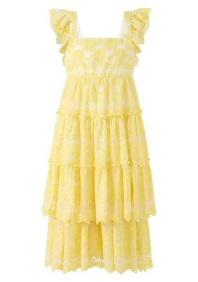 Marlo Kids Kaia Lace Embroidered Maxi Dress In Yellow