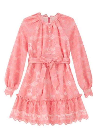 Marlo Kids Kaia Lace Embroidered Mini Dress In Pink