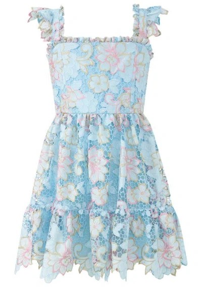 Marlo Kids Lilia Embroidered Mini Dress In Blue