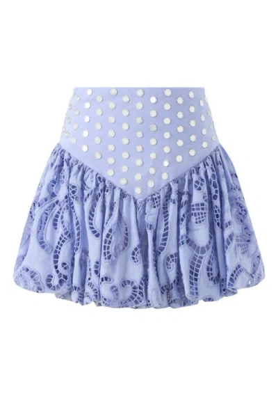 Marlo Kids Luciana Embroidered Bubble Mini Skirt In Blue