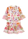 Marlo Kids Merry Floral-embroidered Organza Dress In Multicoloured