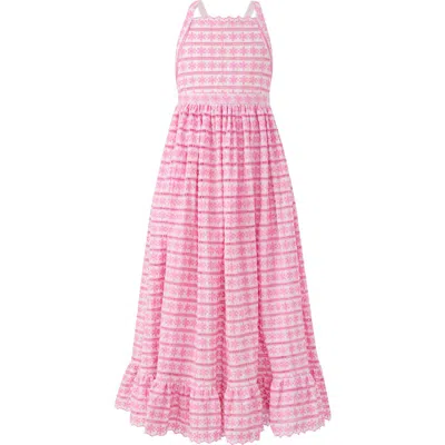Marlo Kids Odessa Embroidered Maxi Dress In Pink