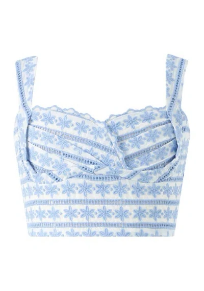 Marlo Kids Odessa Frill Embroidered Top In Blue