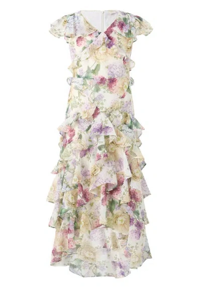 Marlo Kids Seraphina Frill Maxi Dress In Multi
