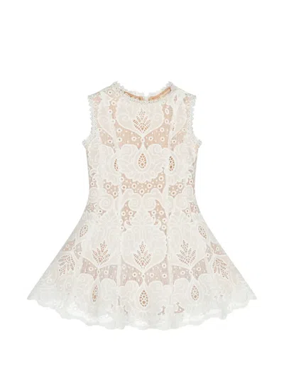 Marlo Kids' Lace Scalloped Dress In White