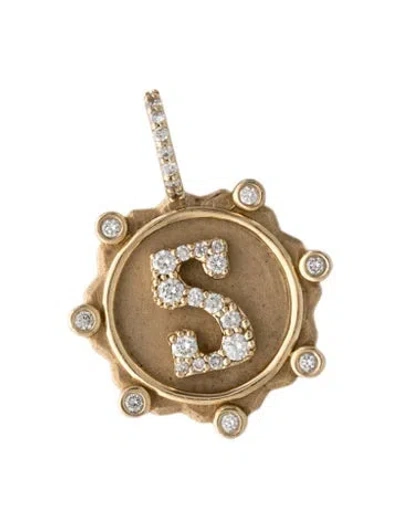 Pre-owned Marlo Laz 14k Diamond Alphabet 's' Coin Pendant In Multi