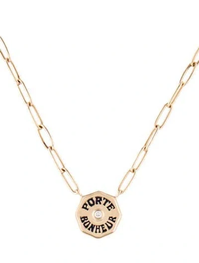 Pre-owned Marlo Laz 14k Diamond Petite Porte Bonheur Pendant Necklace, 15" In Multi
