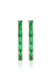 Marlo Laz 14k Yellow Gold Emerald Baguette Hoop Earrings In Green